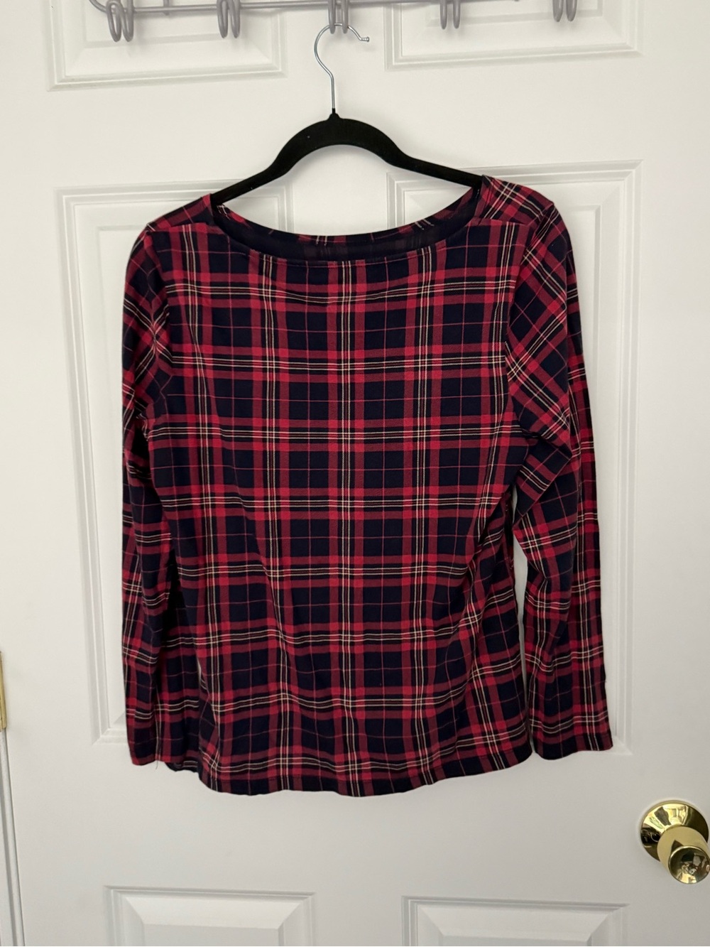 Talbots Navy and Red Plaid Long-Sleeve Tee